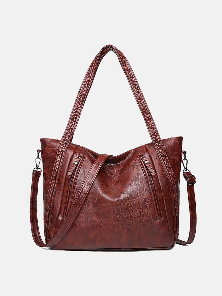 Women Vintage PU Leather Anti-theft Shoulder Bag Handbag Tote