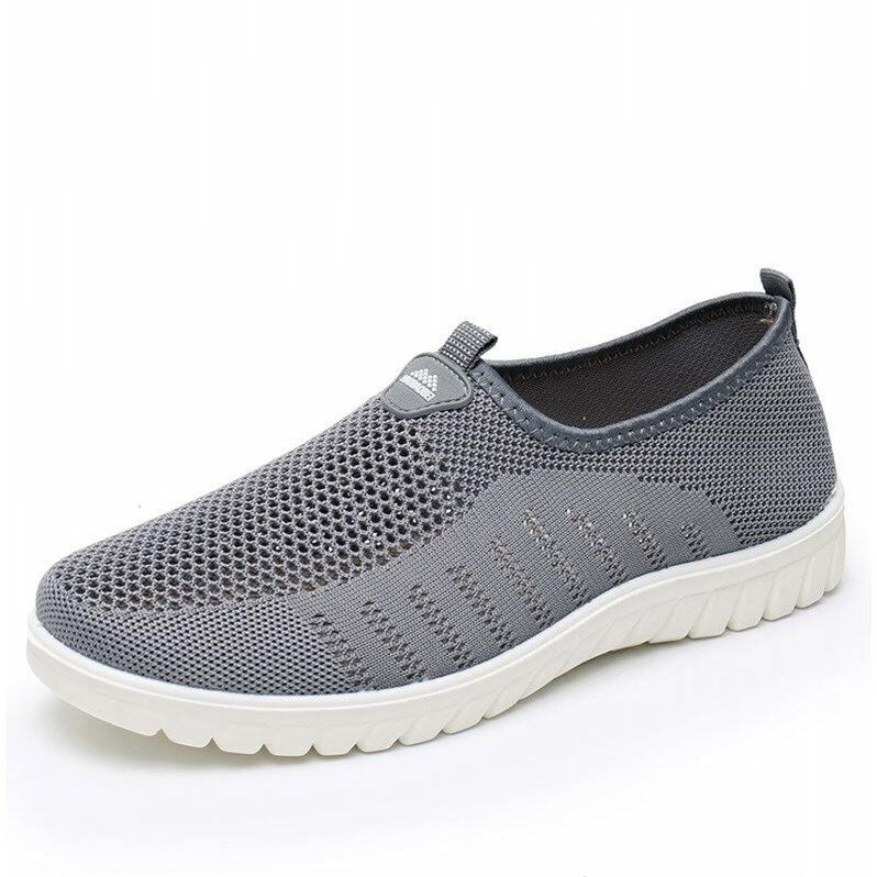Large Size Men Knitted Fabric Soft Slip On Casual Walking Sneakers