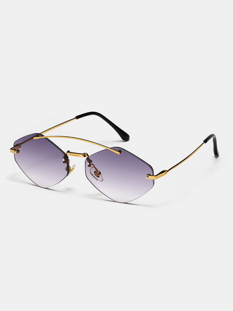Unisex Fashion Simple Outdoor UV Schutz Metal Diamond Rahmenlose Sonnenbrille