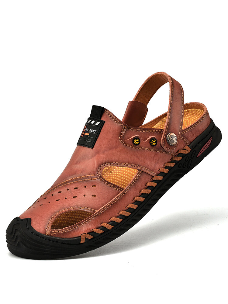 Men Two Ways Wearing Closed Toe Hand Stitching Water Sandals