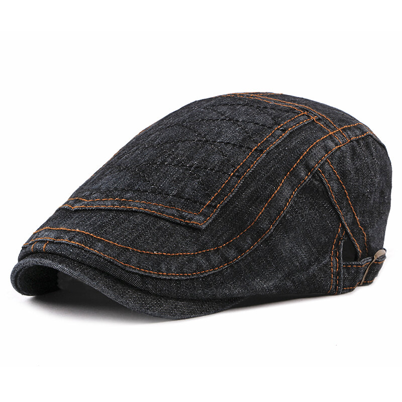 

Men's Cotton Washed Thin Beret Cap Outdoor Leisure Warm Cowboy Fashion Mesh Sun Hat, Black;deep blue;blue;light blue