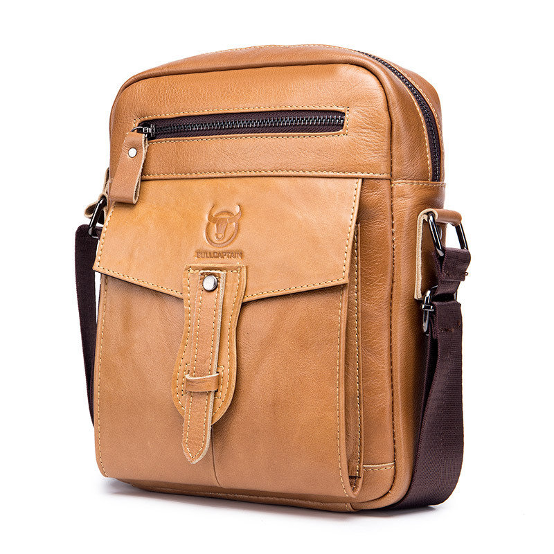 Men Phone Bag Genuine Leather Solid Crossbody Bag