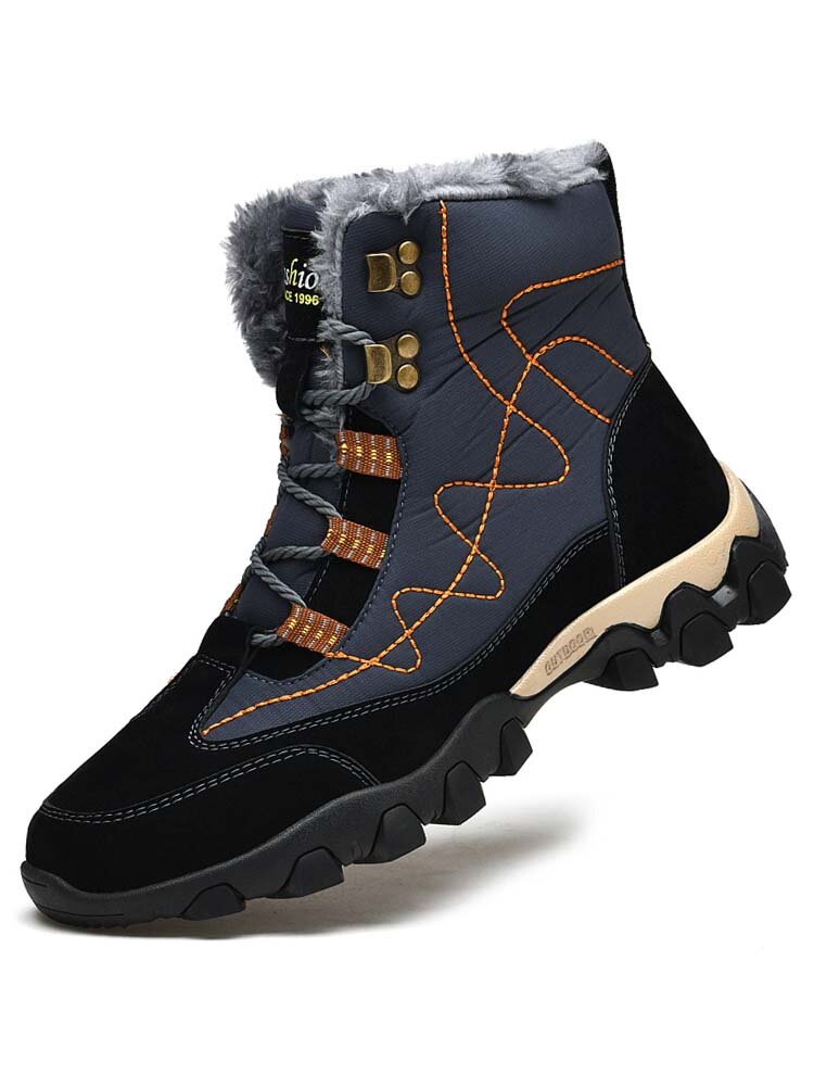 Men Warm Lining Non-slip Patchwork Outdoor Hiking Boots
