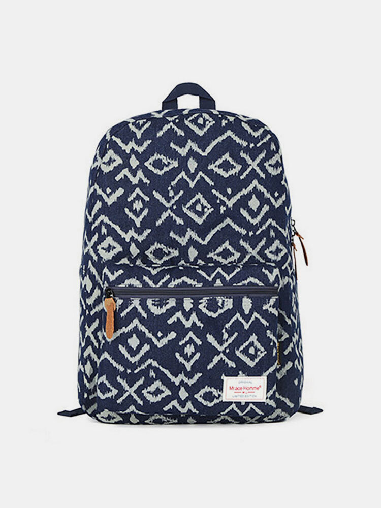  Men and Women Canvas National Style Backpack Schoolbag