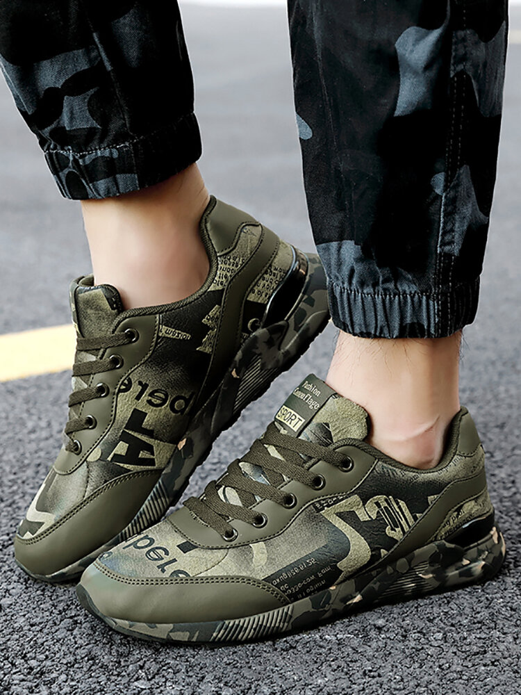 Women Camouflage Graffiti Pattern Microfiber Slip Resistant Cushioned Sneakers
