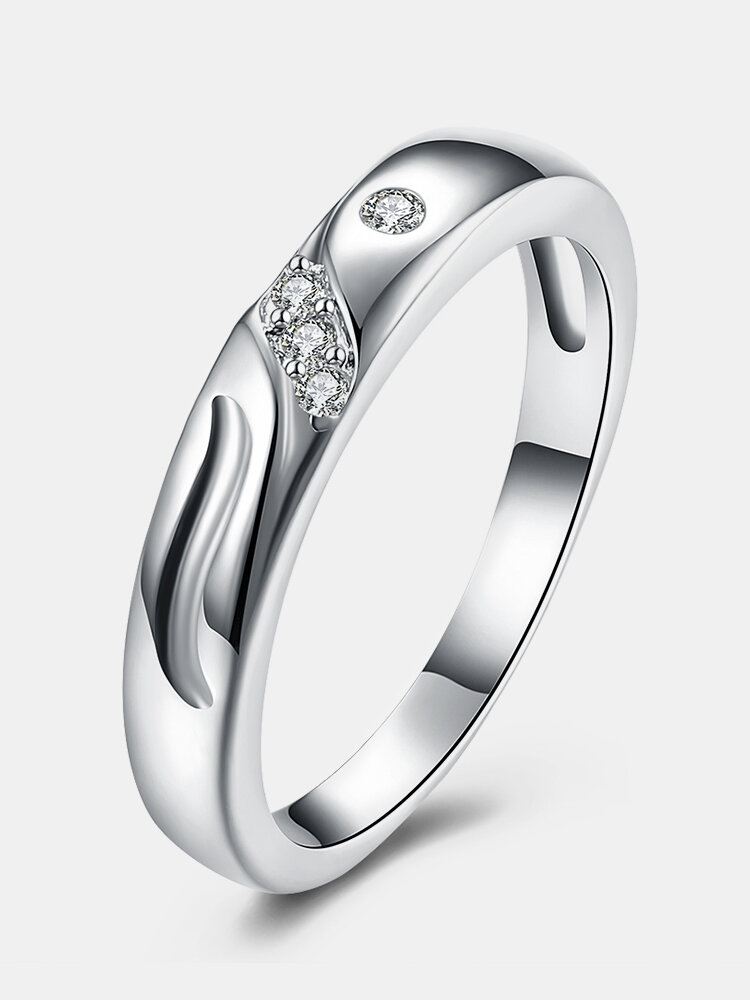 YUEYIN Simple Ring Silver Plated Zircon Ring