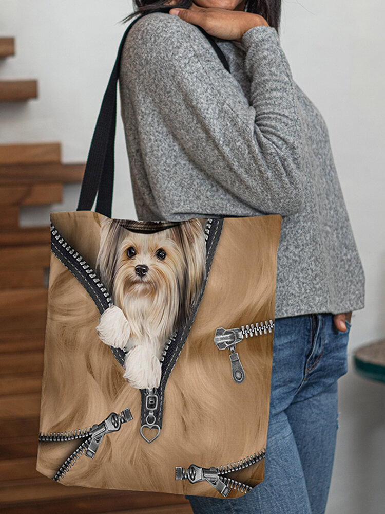 Women Large Capacity Cute Dog Pattern Printing Shoulder Bag Handbag Tote