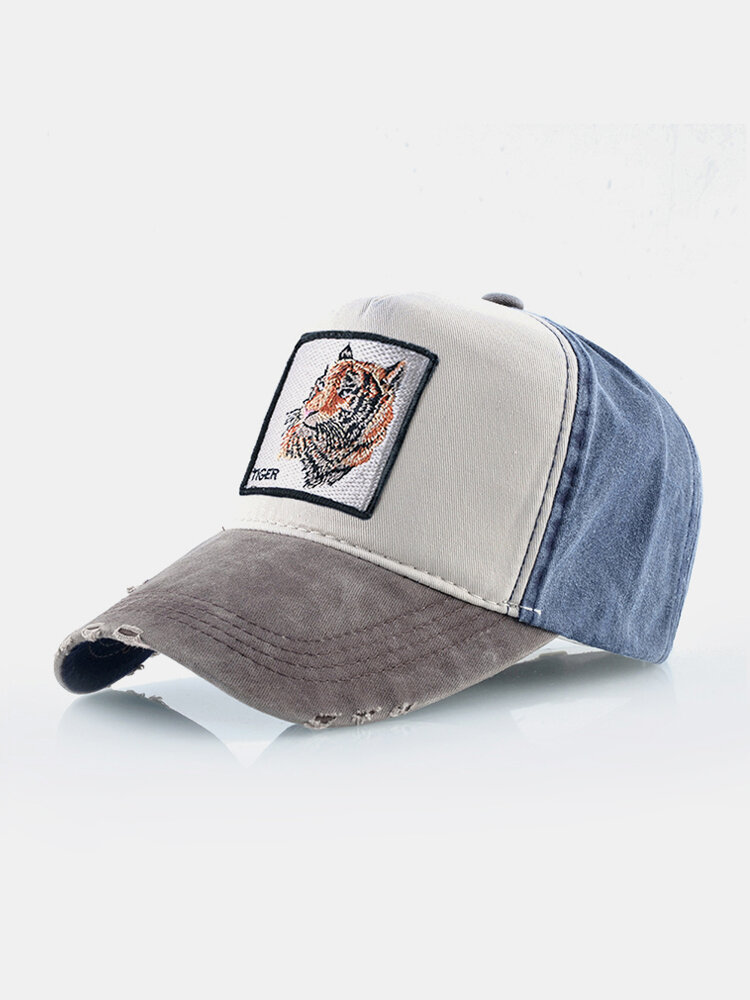 Men Embroidery Tiger Pattern Baseball Cap Outdoor Sunshade Adjustable Hat