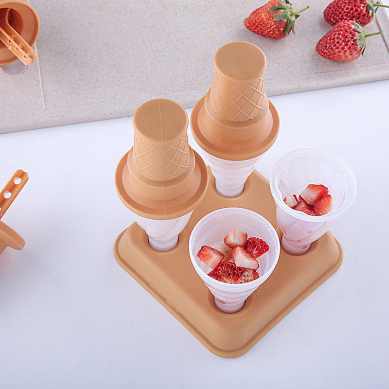 Carton Cone Shaped Ice Cream Mold Four Grid Cold Drink Mold 