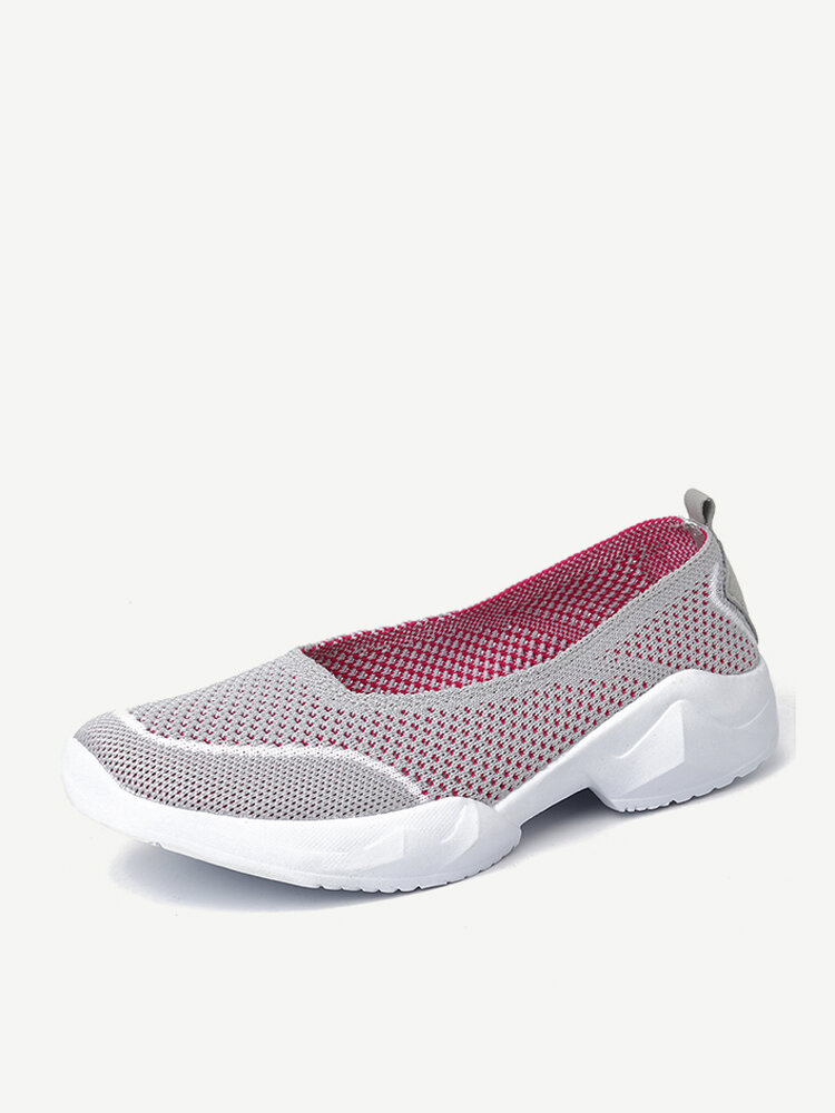 Large Size Breathable Mesh Slip On Flat Casual Women Sport Shoes