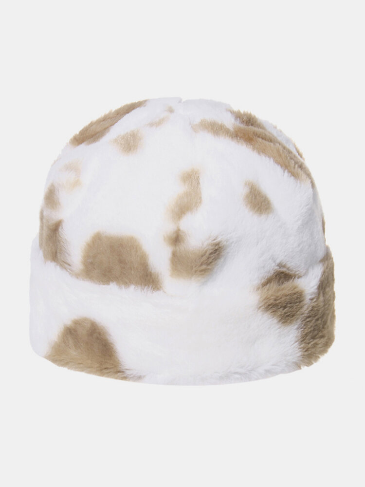Men & Women Cow Pattern Casual Outdoor Warm Ski Hat Brimless Skull Cap