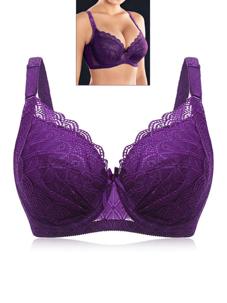 

Plus Size Sexy Push Up Minimizer Lace Busty Bras, Cameo;nude;black;purple;wine red;blue