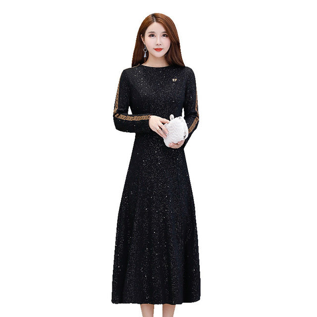 Black Elegant Plus Dress Noble Sequin Dress