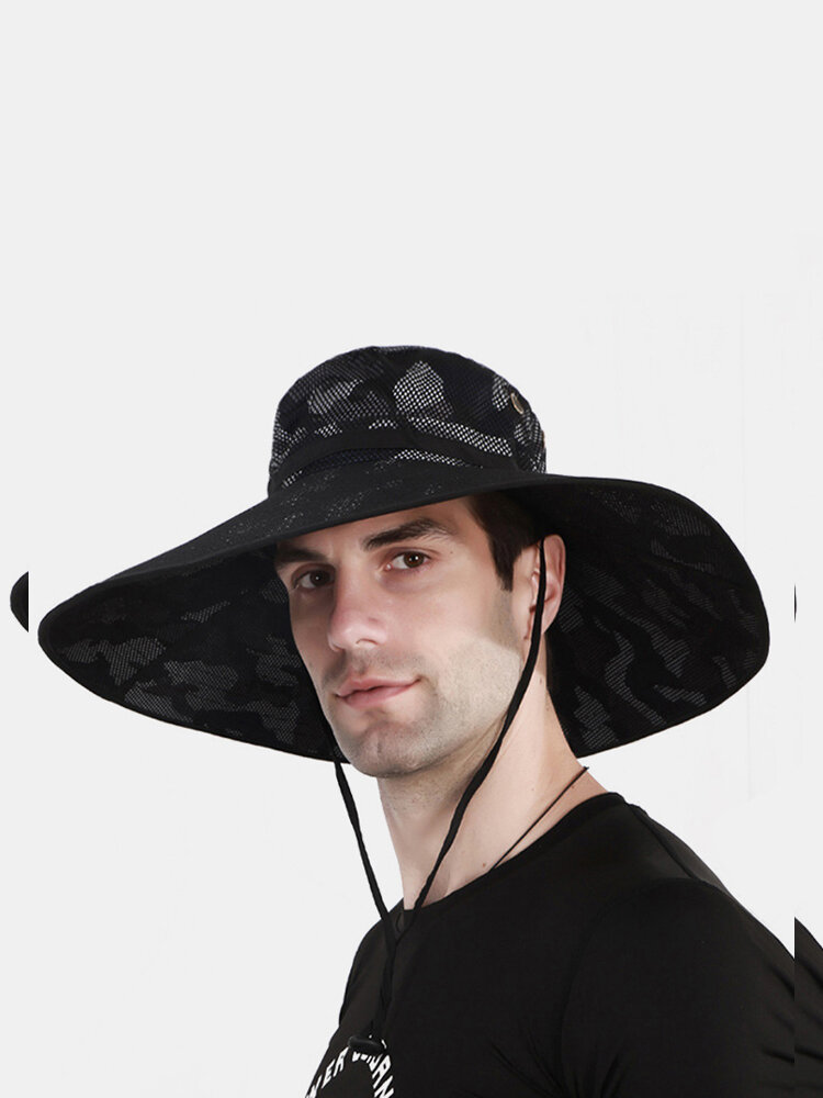 Men & Women Camouflage Wide Brim Outdoor Climbing Fishing Sunshade Bucket Hat