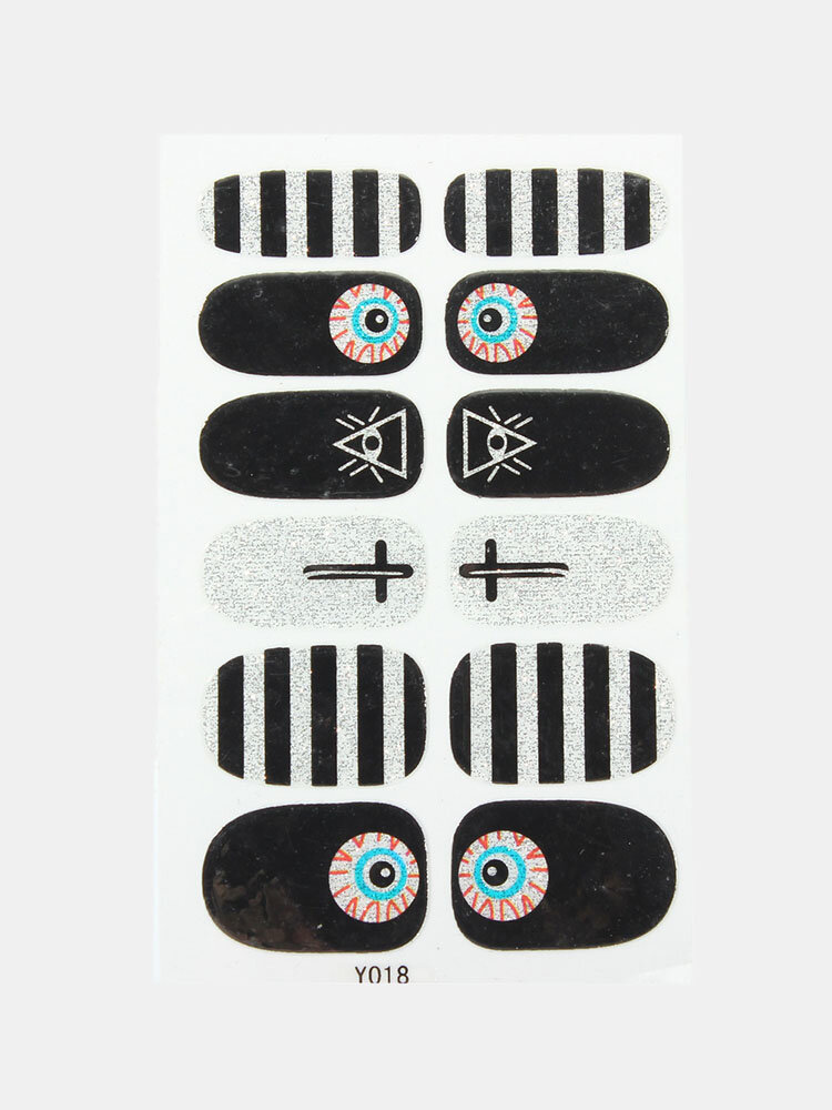 DANCINGNAIL Blue Eye Cross Triangle Design Adhesive Nail Art Wraps Sticker Decoration