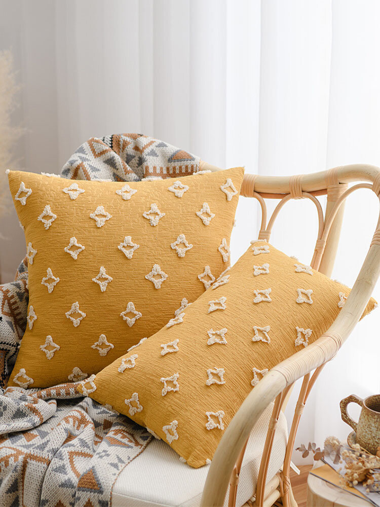 1PC Nordic Fresh Style 3D Flower Star Pattern Cotton Pillowcase Home Decor Sofa Living Room Car Bay Window Throw Cushion