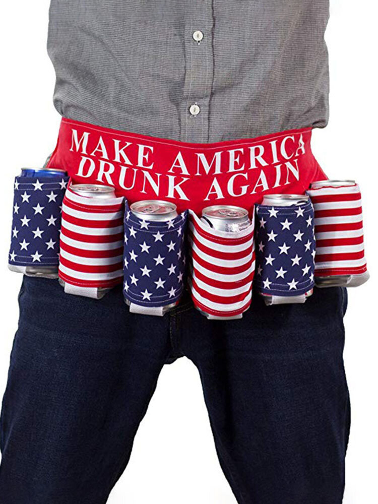 

Novel USA America Themed Drink Stand Beer Belt Beverage Holder Creative Picnic Party Universal Drink Belt