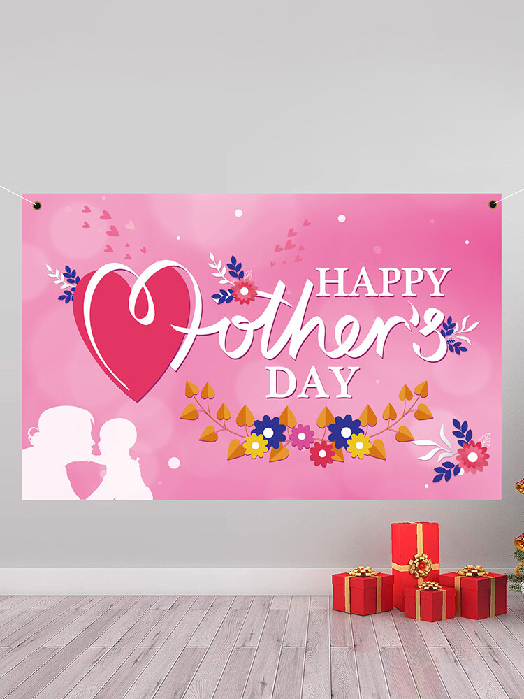 

Happy Mother's Day Background Hanging Cloth Home Yard Indoor Outdoor Party Decor Festival Atmosphere Exquisite Banner, Pink