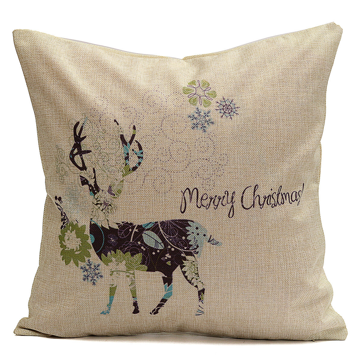 Christmas Elk Deer Cotton Linen Throw Pillow Case Cushion Cover Home Decor