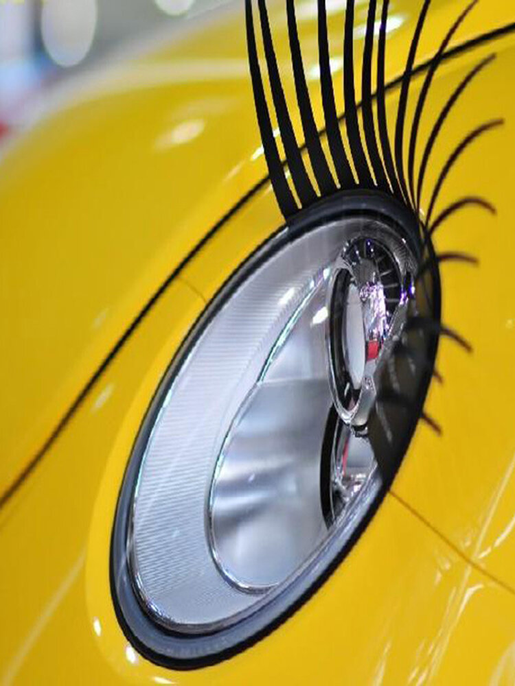 2PCS SetAuto 3D Black False Eyelashes Self-adhesive Sticker Replacement Type Car Headlight Decoration Decal