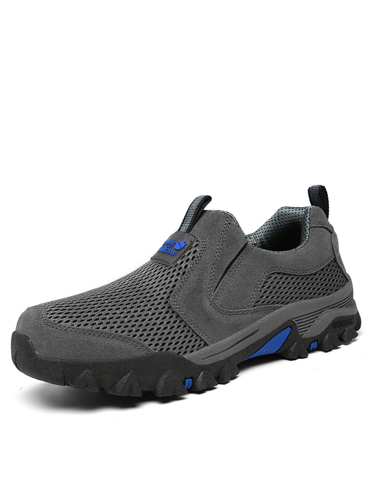 Men Outdoor Mesh Fabric Breathable Soft Casual Hiking Shoes