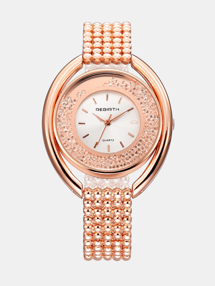 

REBIRTH Luxury Rose Gold Watches Stainless Steel Rhinestones Bracelet Clock Fashion Gift for Women, Rose gold;silver;gold