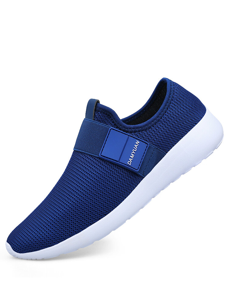 Men Casual Brief Pure Color Mesh Fabric Breathable Sport Running Shoes