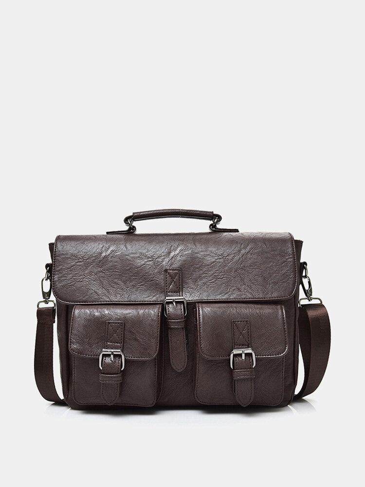 Men Vintage Business PU Leather Multifunction Multi-carry Briefcases Messenger Bag Crossbody Bag