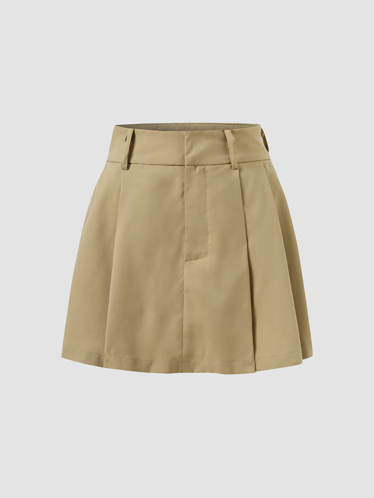 Solid Pleated High Waist Zip Casual Skirt For Women