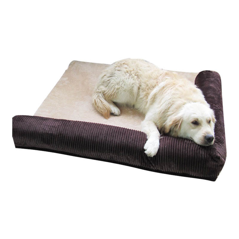 Luxury Corduroy Bolster Pet Dog Sofa Bed Puppy Fleece Bed Mat For Large Dog
