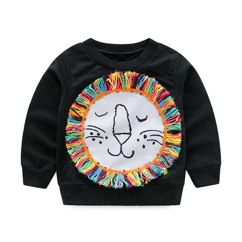 Cartoon Lion Print Girls Long Sleeve Sweatshirt For 1Y-7Y