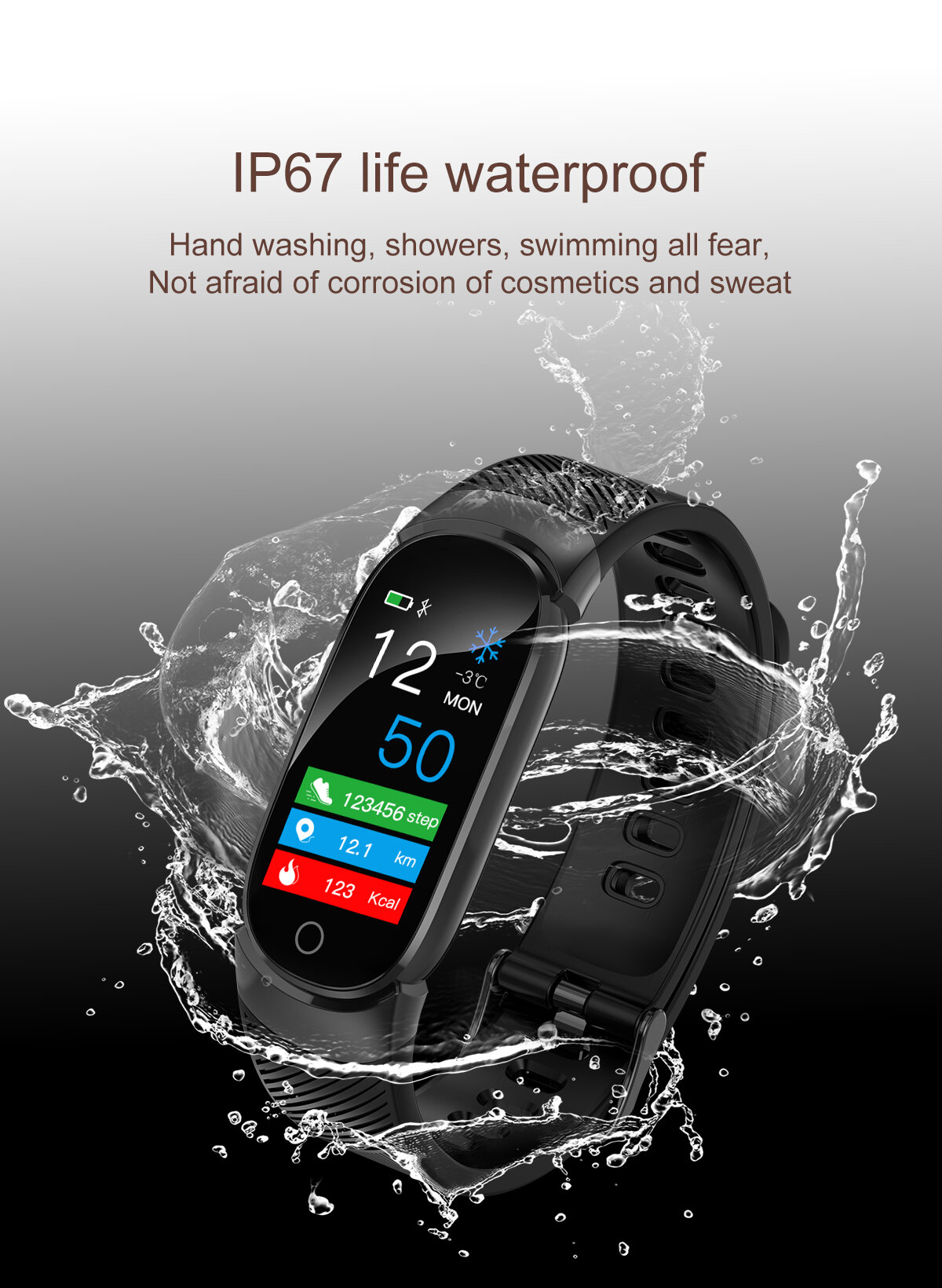 Bakeey QW16 Color Screen Real-time Blood Pressure Oxygen Message Display Activity Monitor Sport Mode Smart Watch Band