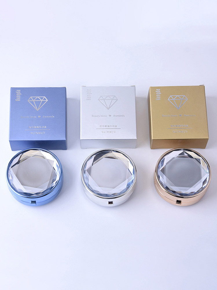 Contact Lens Case With Mirror Travel Portable Diamond Exquisite Lovely Container Eyewear Accessories