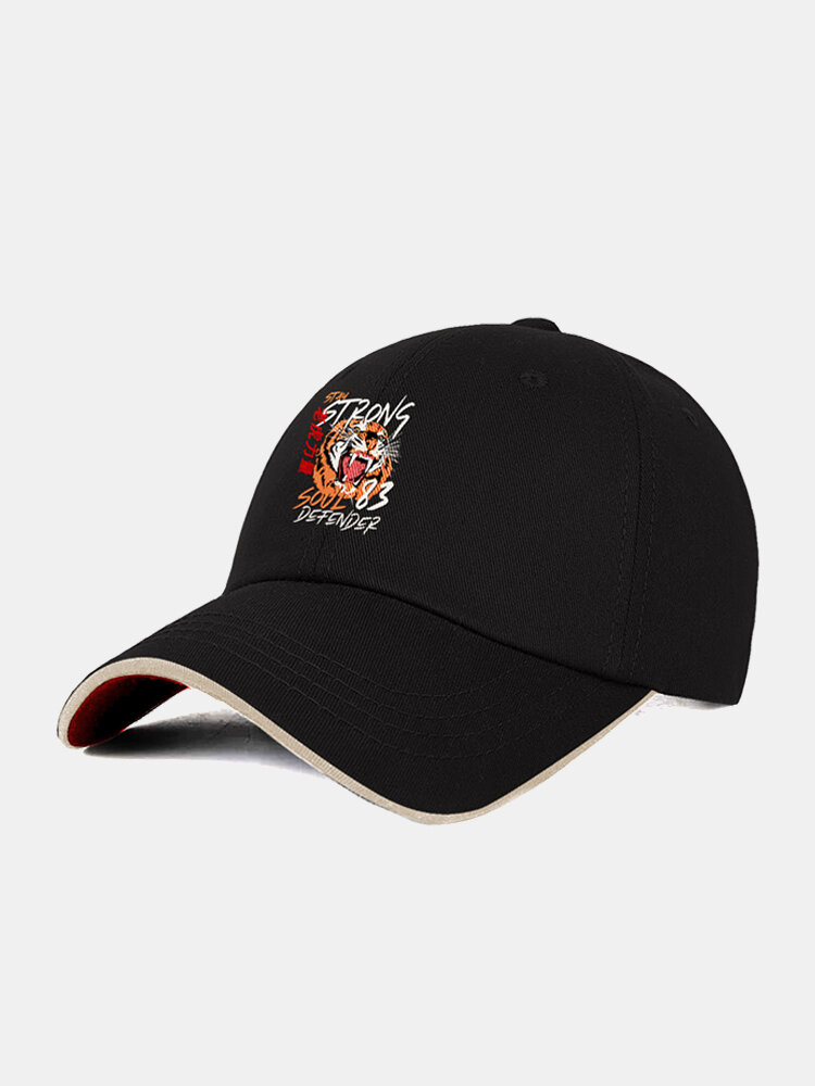 

Unisex Cotton Fashion Cool Tiger Letters Print Outdoor Sunshade Ring Decor Baseball Hat, Black