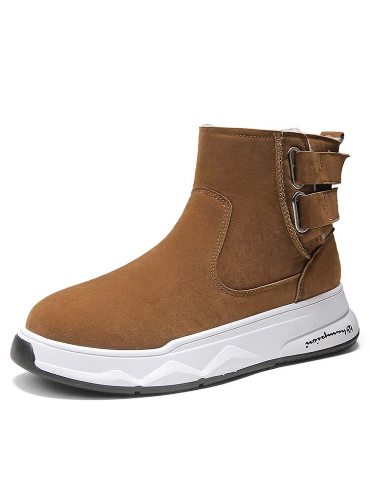 

Men Warm Lining Non Slip Side Zipper Outdoor Casual Boots, Black;gray;khaki