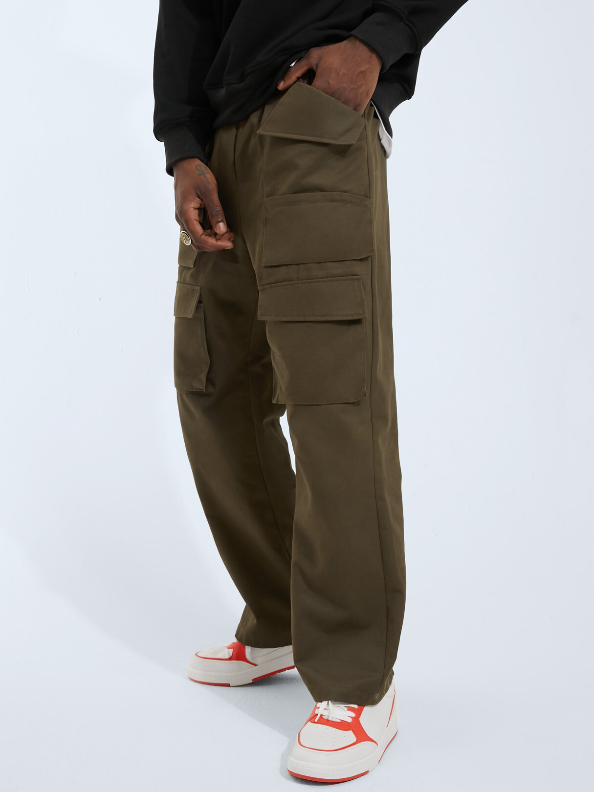 Men Streetwear Plain Cargo Pants