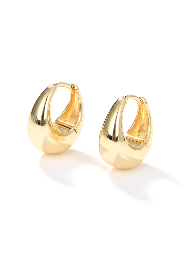 Trendy Simple Geometric Arc-shaped Brass 18K Gold Plated Earrings