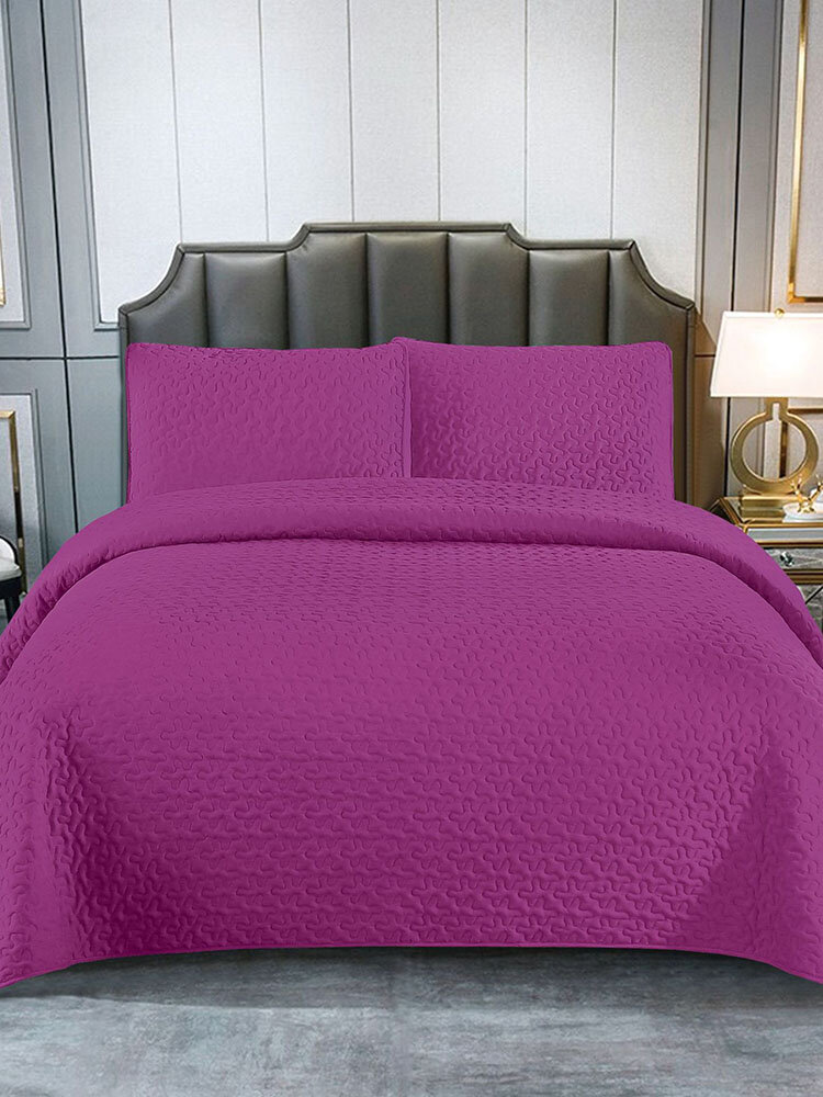 2/3PCS Dacron Simple Style Solid Color Bedding Set Quilt Cover Pillow Case