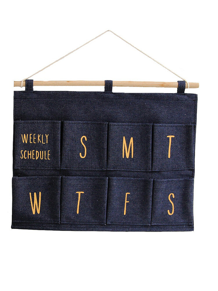 

Wall Hanging Storage Bag Organizer Pockets Concise Northen Style Cotton Canvas Stuff Holding Bag