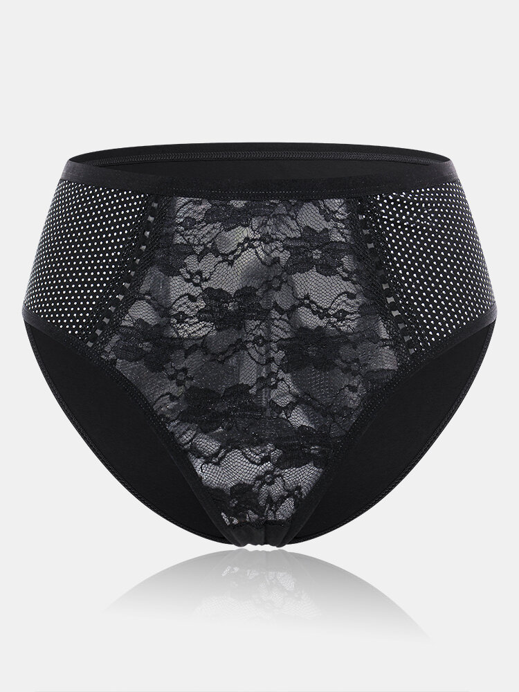 Plus Size Sexy See Through Lace High Waisted Panties