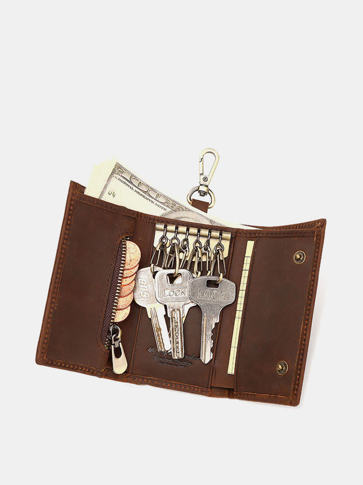 Men Genuine Leather Keychain Wallet Coin Purse