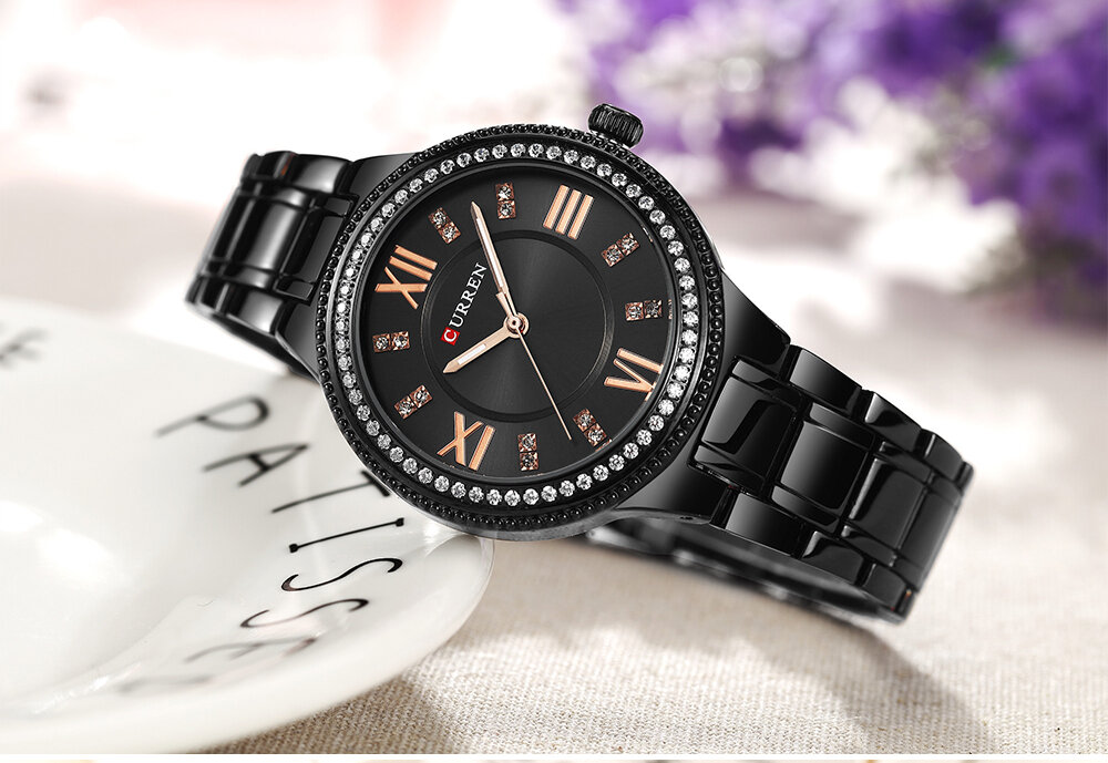 Fashion Quartz Wristwatches Stainless Steel Strap Roman Big Number Dial Watches for Women