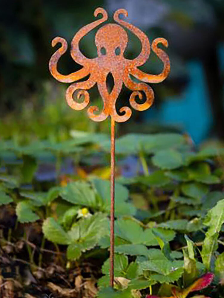 1 PC Funny Anima Simulation Metal Ornaments Garden Stake Potted Decoration Statue Crafts Gifts Ground Plug