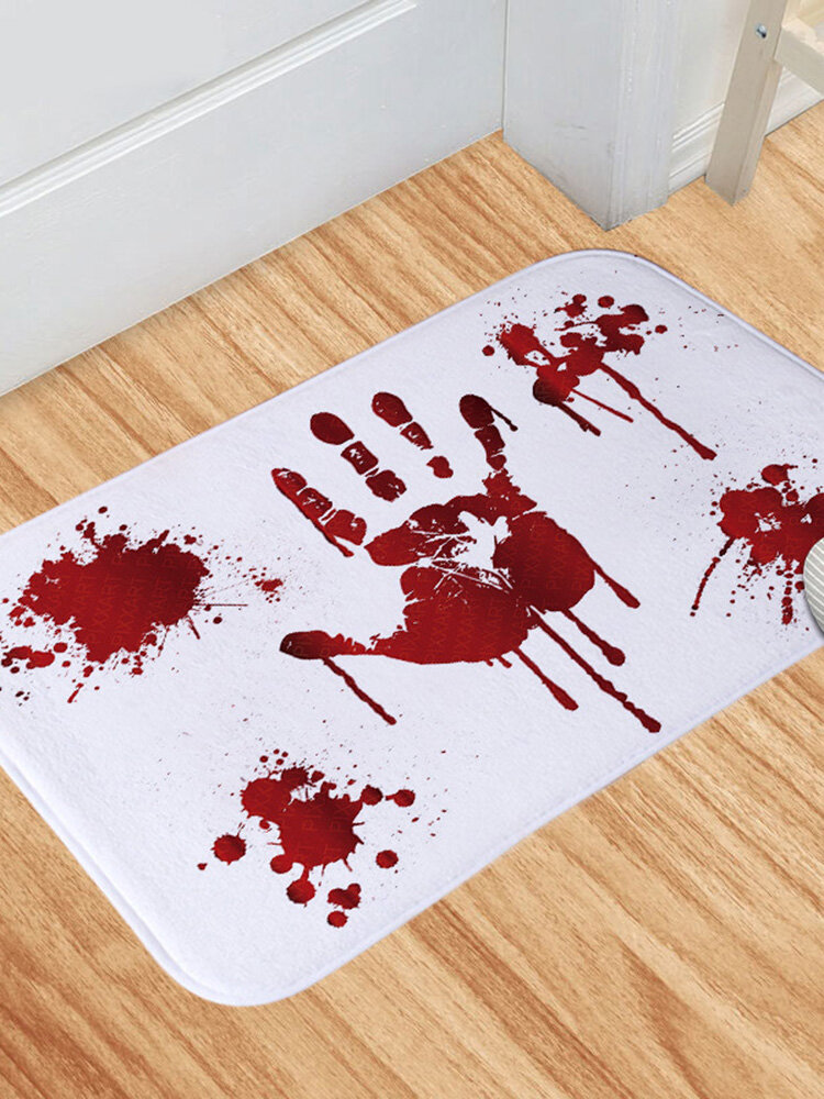 Halloween Bloody Footprint Bath Mat Pad Non-slip Rug Bleeding Shower Carpet SMAR 
