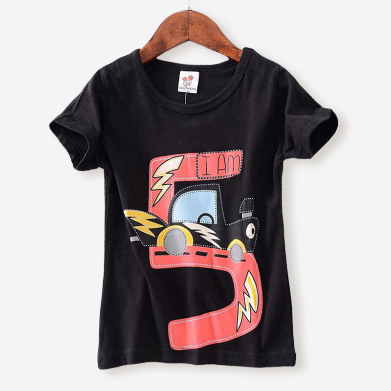Boy's Cartoon Number Print Short Sleeves Casual T-shirt For 3-10Y