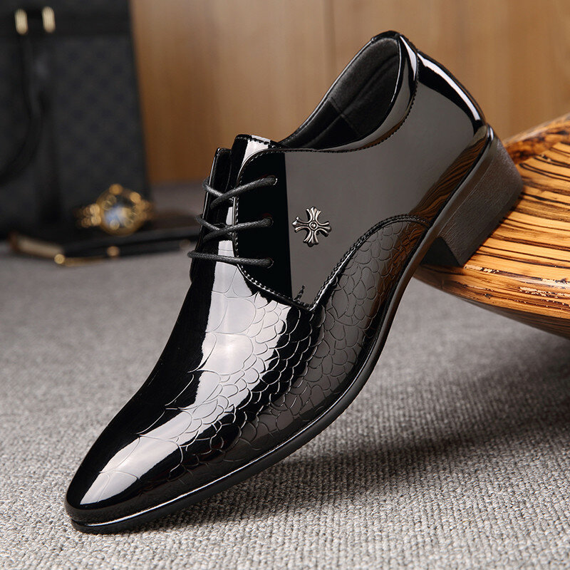 Details about   Mens Faux Leather Casual Wedding Shoes Office Business Formal Dress Non-slip L