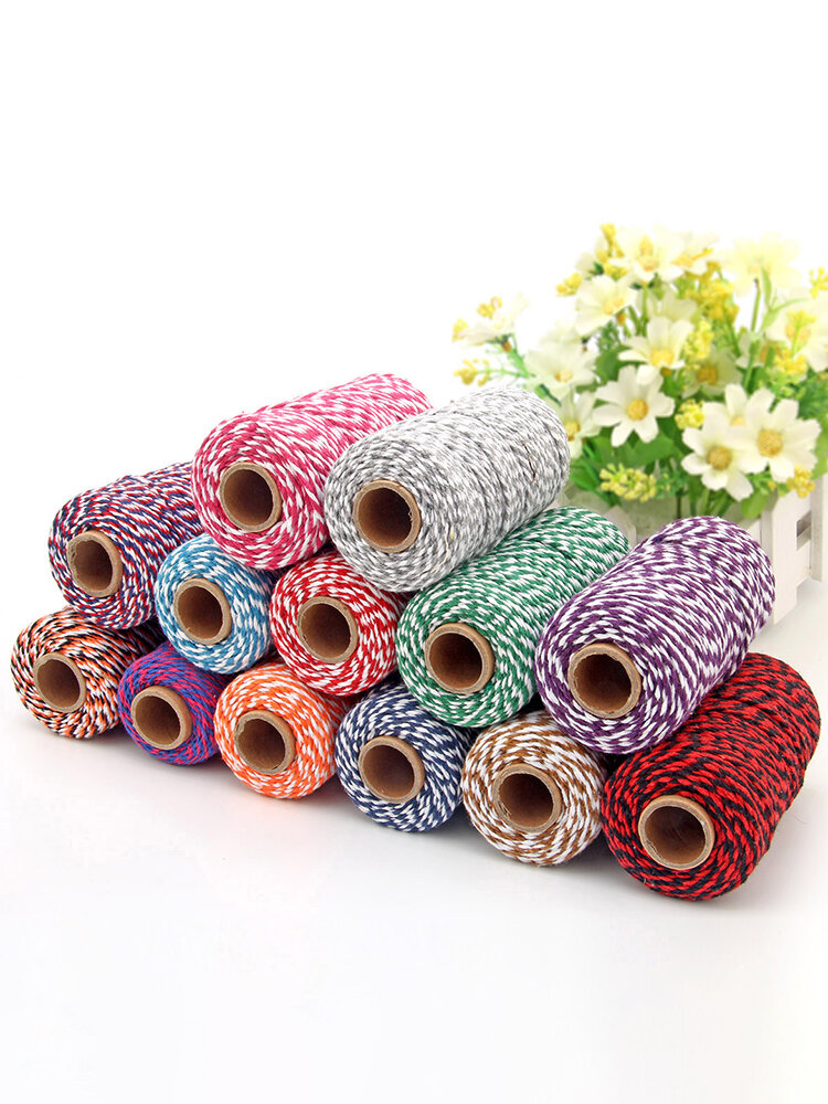 2mm 100m Two-tone Cotton Rope DIY Handcraft Materials Cotton Twisted Rope Gift Decor