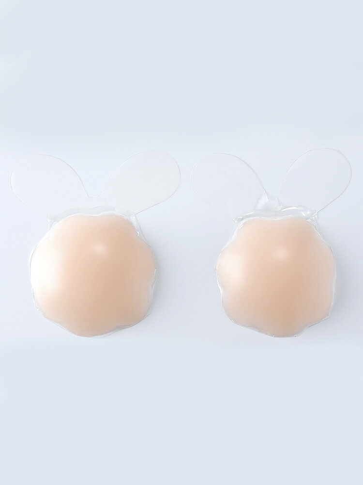

Women Bunny Ears Push Up Silicone Nipple Cover Adhesive Bra, #01;#02