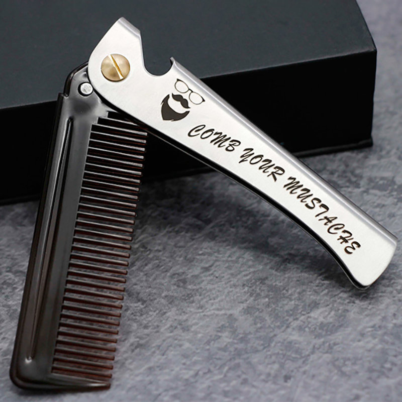 

Portable Folding Oil Head Comb Stainless Steel Beard Hair Comb Hair Style Tool Comb Hair Care