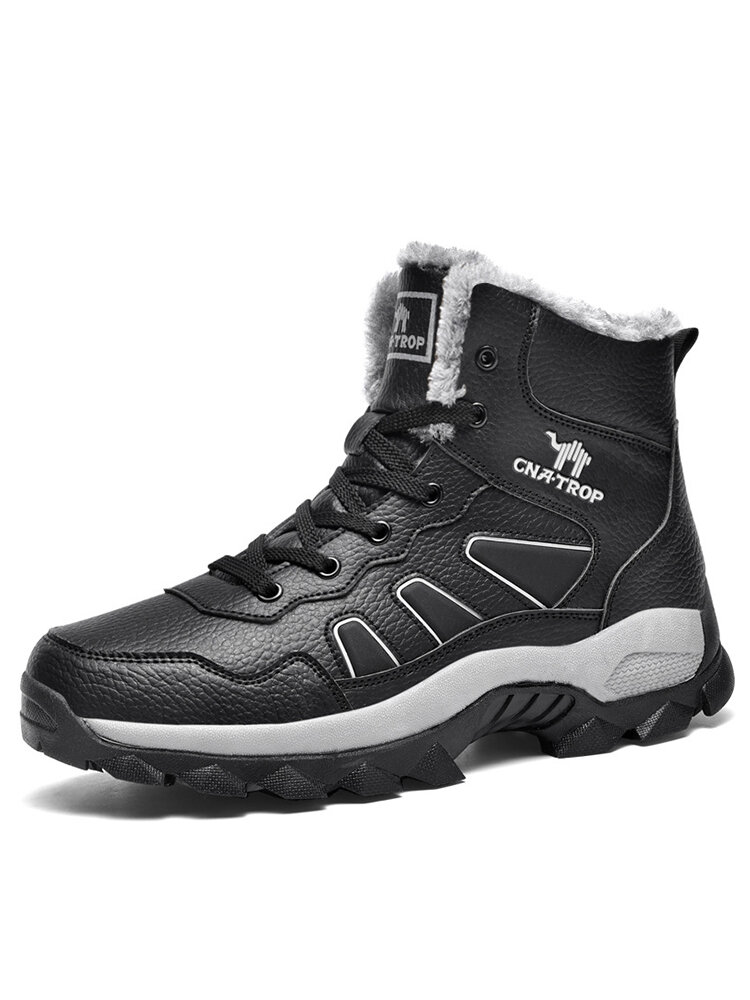 Men Outdoor Keep Warm  Lace Up Slip Resistant Hiking Boots
